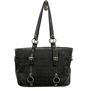 Coach H0878-F12346 Signature Jacquard Black Tote Purse Carryall Zip Top